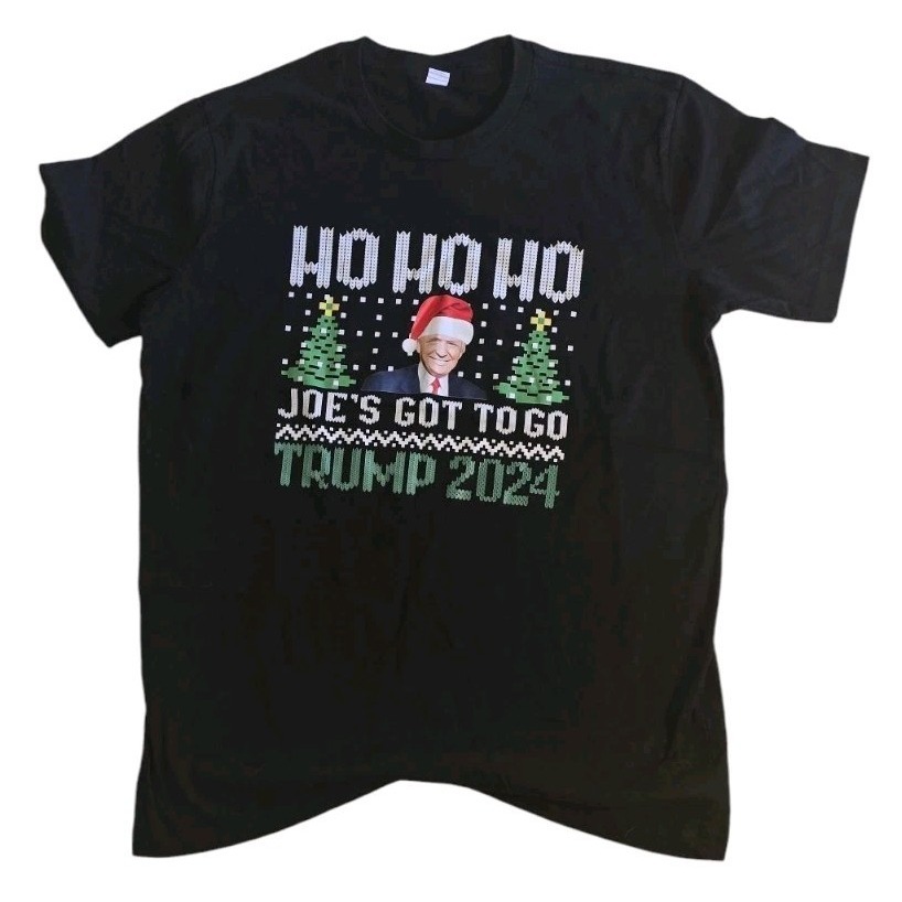 Trump 2024 Christmas Black Unisex T- Shirt, Sz Xl, 50% Cotton Ugly Sweater #069